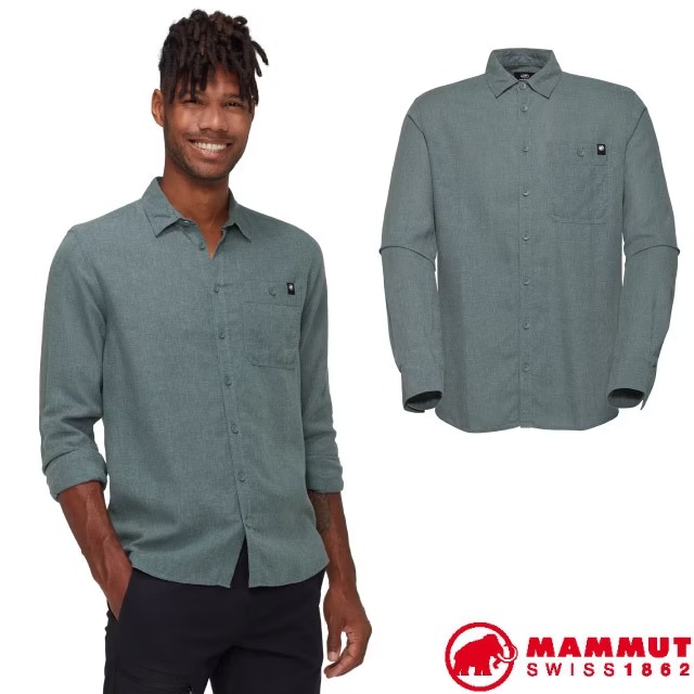 【MAMMUT 長毛象】男 Alvra Summer 輕柔透氣防曬長袖襯衫/1015-01570-00789 地層灰藍✿30E010